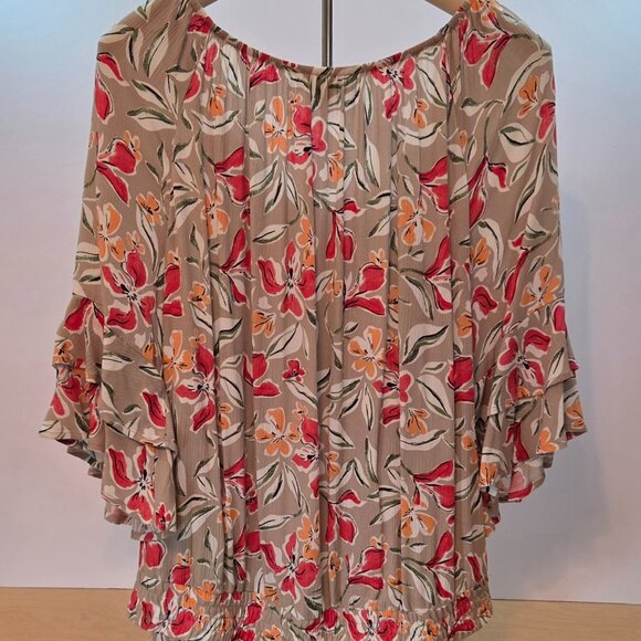 NWOT -- Ava & Viv Floral 100% Rayon Tie-Front Blouse, Flutter Sleeves – Size 2x - Picture 10 of 10